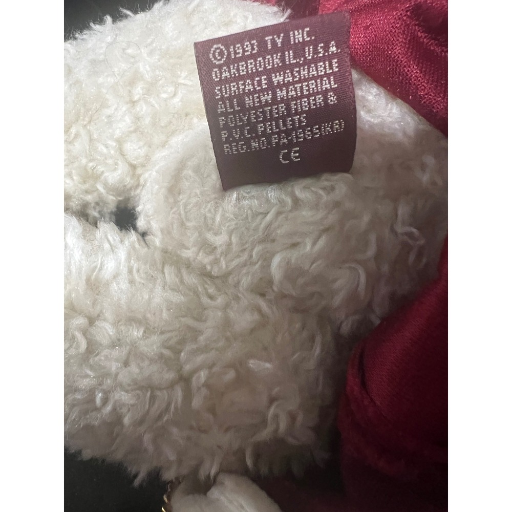 Ty Attic Treasures Gem Let It Snow Teddy Bear Plush Red Velvet Cloak Hooded 1993 - Picture 5 of 6